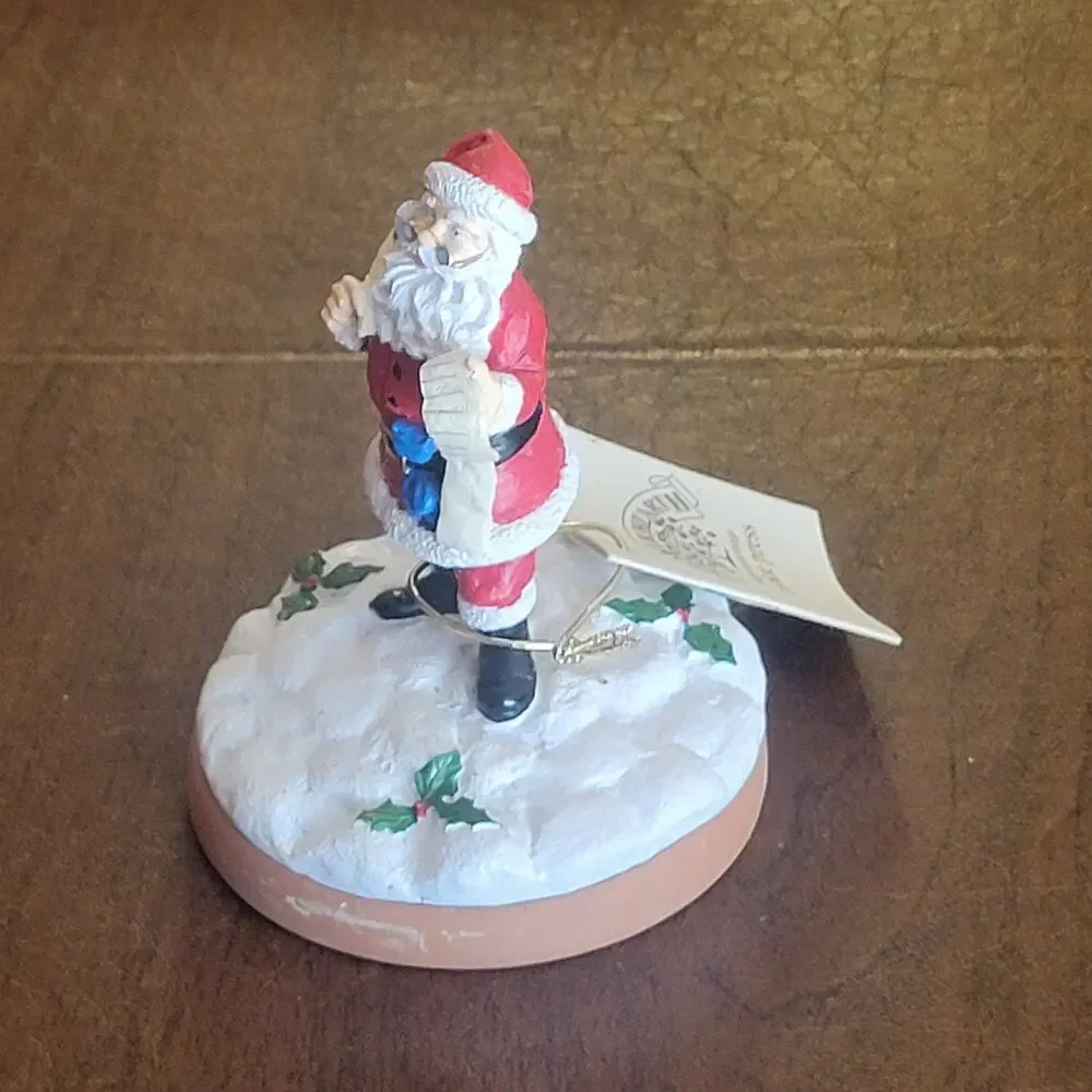 Vtg 1997 Shaker Hearth Santa Claus with List Christmas Cookie Press Clay Figure